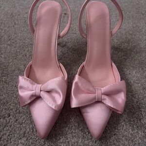 Pink Rose Elegant Pink Bow Heels